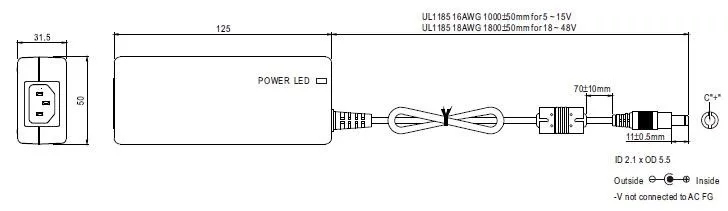GST40A15-P1J Meanwell 40W Power Adaptor Supply 15V 2.67A International Charger Adaptor