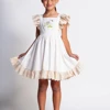 Girls Easter Pinafore Dress retro girls clothing Flutter sleeve dresses toddler dress,Easter dresses,pinafore