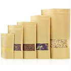 Matte Clear Window Craft Flat Bottom Ziplock Stand up Pouches/Coffee Food Packaging/Kraft Paper Packing Bags