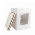 12 Inch Square White Paper Big Tall Wedding Cake Box With Clear Window