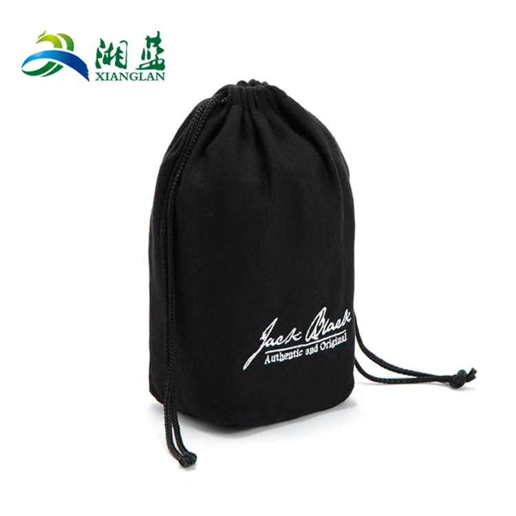 hot sale black pouch cotton drawstring bag with logo