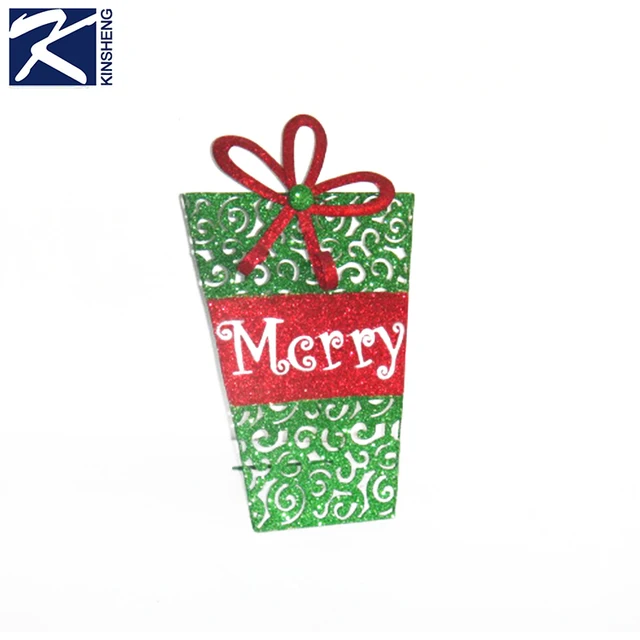 metal christmas wall decor hanging glitter gift box decoration