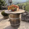 old recycled used d oak wood wine barrel for garden and landscaping