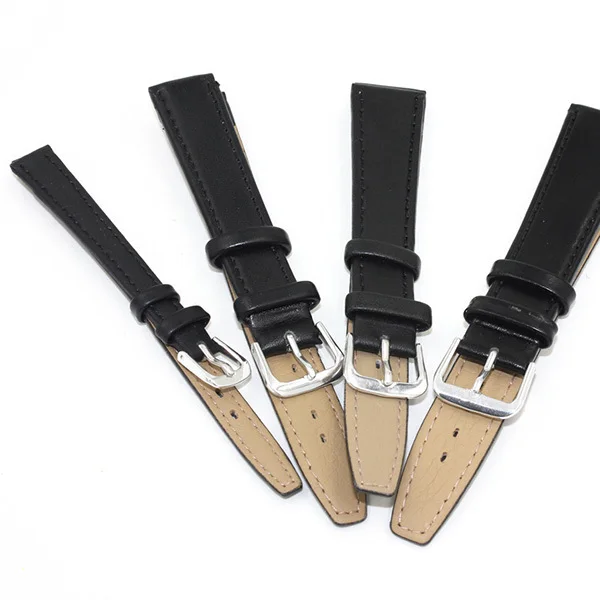 Vintage 10 pcs/lot PU Leather Watchband Casual Smooth Black/Coffee Watch Straps 12mm/14mm/16mm/18mm/20mm/22mm/24mm Wrist Band