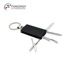 Supply 4 in 1 purpose tools small folding multifunctional keychain+survival kit aluminum keychain multi tool