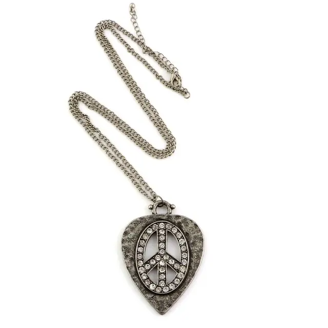 necklace , zinc alloy peace sign charm necklace, fashion jewelry