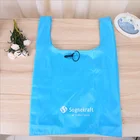 factory customize promotional reusable 190T/210d polyester foldable shopping tote bag with black elastic wrap