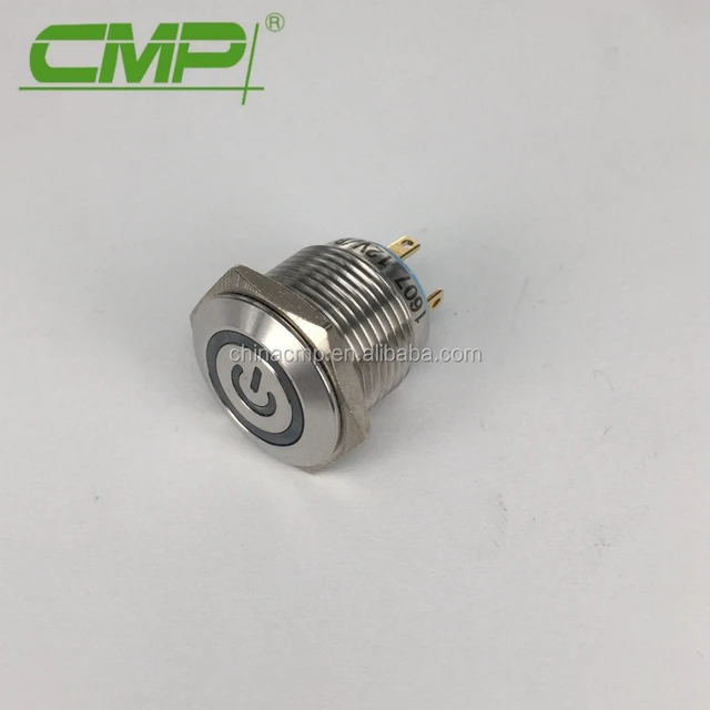 16mm Ring or Center Momentary Power LED Push Button Switch