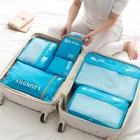 Custom 6pcs travel organizer packing cubes lightweight clothes storage nylon travel compression bag