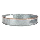 Vintage Galvanized Steel metal round shape serving tray