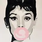 WP-0455 Famous Classical Audrey Hepburn Prints Picture Beautiful Women Oil Painting Art For Home Furnishing
