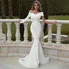 Elegant Cheap Off Shoulder Design Mermaid Long Wedding Dress With One Long Sleeve Design 2019 On Sale