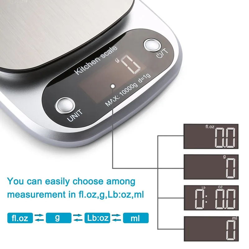 Stainless Steel Household Usage 10kg Digital Electronic Kitchen Weight Scale