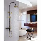 black plated bath rain shower set mixer bathroom faucet with hand shower head