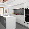 Lacquer l shape high gloss white kitchen cabinet