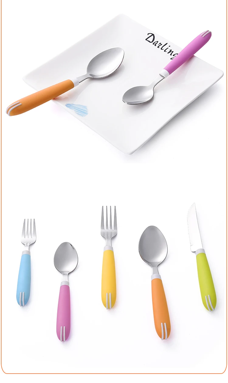 Combine handle Travel Set Plastic Handle Holder Stainless Steel Cutlery