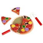 Wholesale Wooden Wholesale Amazon Hot Selling Early Educational Family Game Improve Hands-on Ability Wooden Pizza Cut
