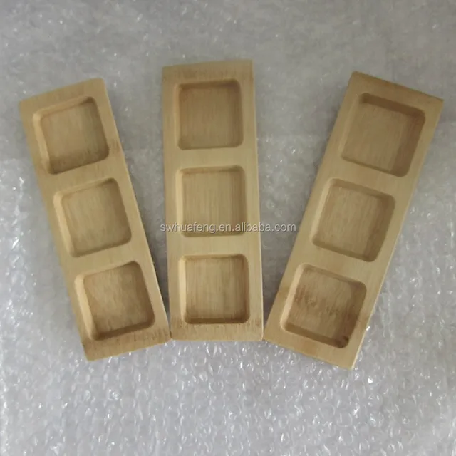 fashion bamboo relish dish/3holes bamboo tray dish