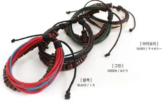 Multilayer Bracelets Wax Rope Bracelet Mens Jewelry Making Wooden Bead Bracelet Wholesale Korean Men Braided Rope