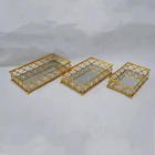 Gold Mirror Top Fruit Cake Tray Metal Acrylic Wedding Cupcake Display Stand Set