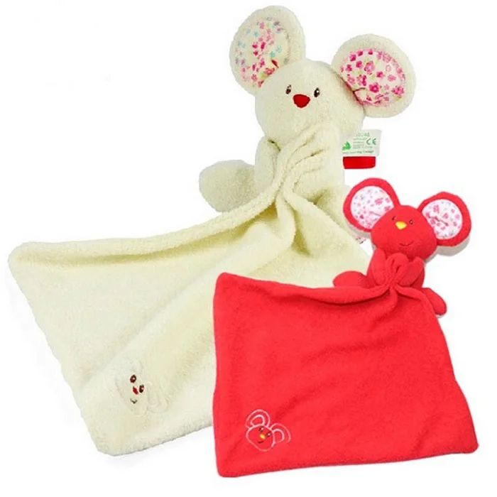 New Baby Comforter Toy 2015 Cute 1pc Cartoon Animal Soft Plush Rattle With Ring Bell Multifunctional Saliva Towel Baby Care
