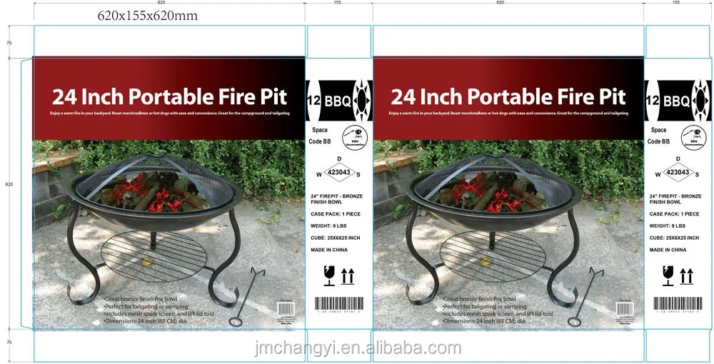 firepit with mesh cover porcelain iron camping fire pit