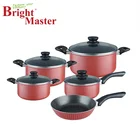 9pcs Non-Stick Cookware Set With Sauce Pan, Casserole , Open Wok and Stainless Glass Lid
