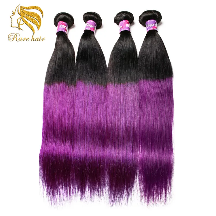 Mix Colour Purple Human Hair Weave Ombre Black Grape Purple