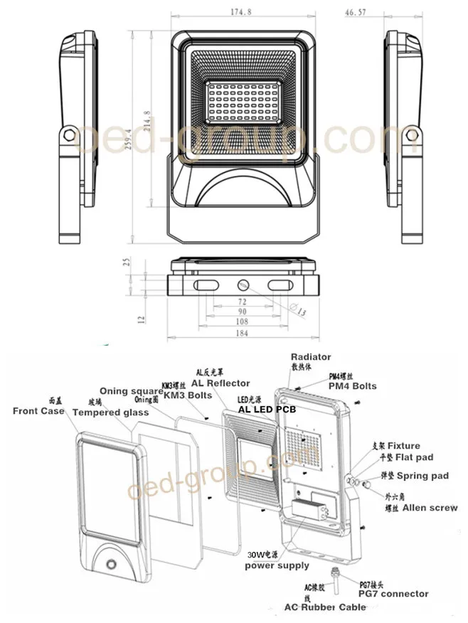 IP66 SMD 30W PIR LED flood light for corridor garden lighting