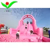Giant Pink color inflatable slide with ocean ball pool for sale