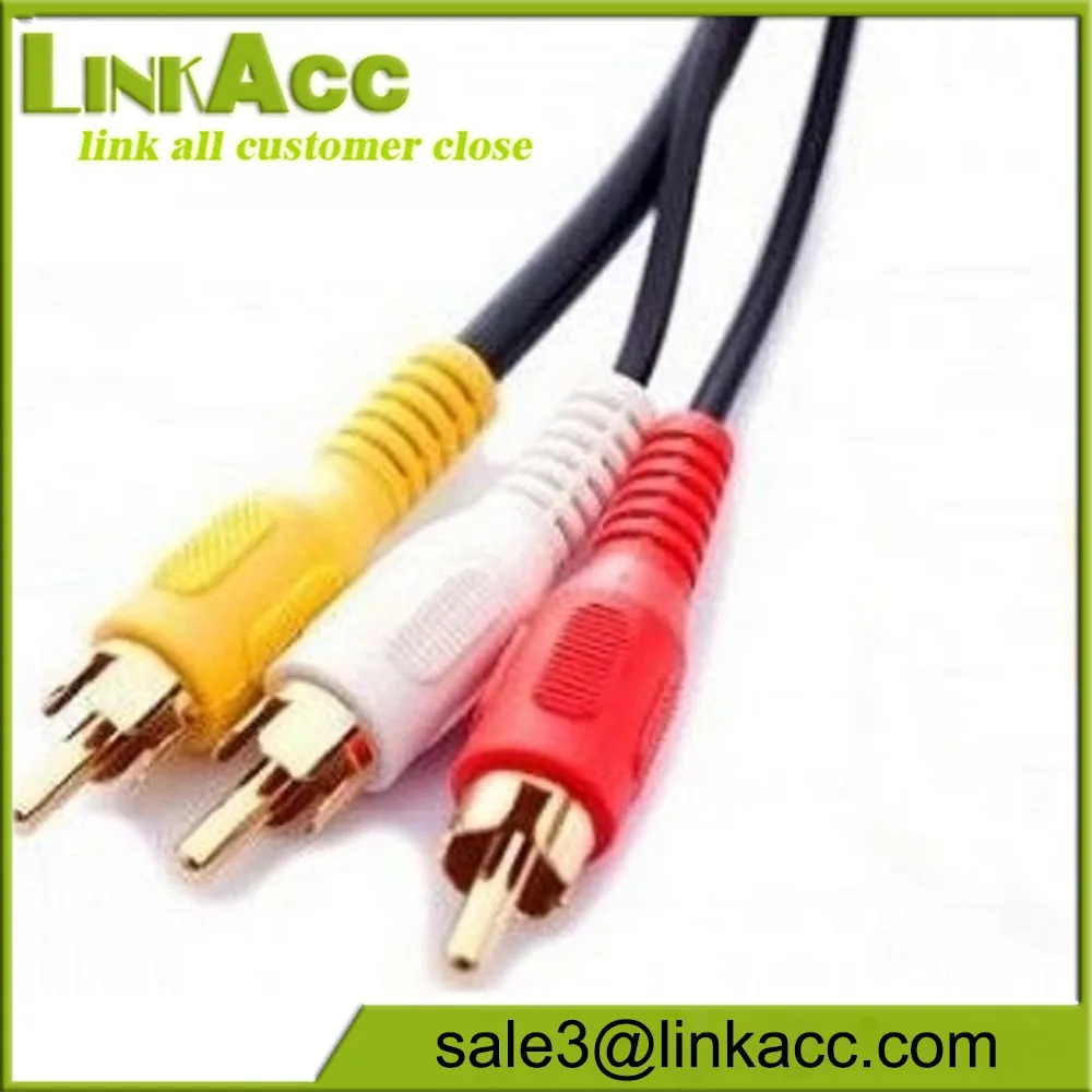 Triple 3 x Phono Male To Male Cable Audio Composite Video RCA Lead Short Or Long - ANKUX.COM