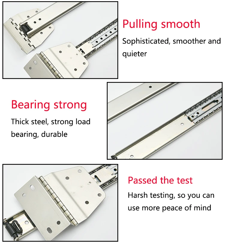 35mm Telescopic Ball Bearing Flipper Door Slider With Fold Drawer Channel