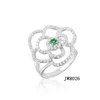 Green emerald color micro pave setting 925 silver ring