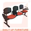 Fabric Upholstered Link Chair with Folding Tablet Study Chair Padded Beam Chairs