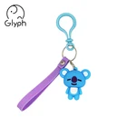 Wholesale resin cartoon key chain logo 3d cute rubber bear keyring mini bear keychain for promotional gifts