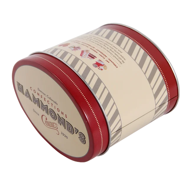 oval shape metal cookie black tea tin box with air tight lid