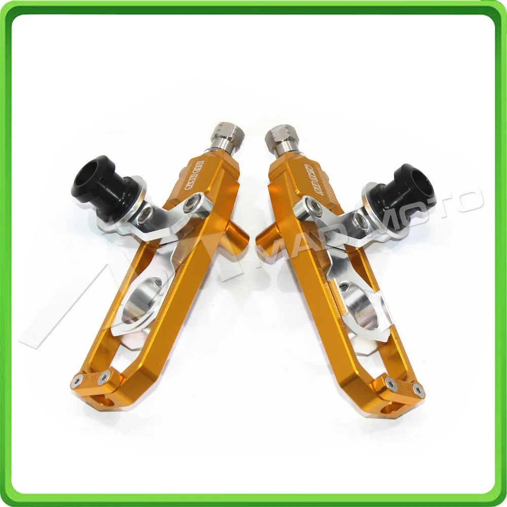 Motorcycle Chain Tensioner Adjuster with paddock bobbins fit for HONDA CBR 1000 RR CBR1000RR 2004 2005 2006 2007 Gold & Silver (3)