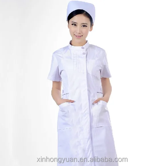 Old Design White Blank Lady Nurse Uniform Sets With Functional Pockets 