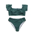 FEIBUSHI Falbala Dot Korea Sexy Bikini Korean Bikini Plunge Swimsuit Vintage Swimwear Women Triangle Ribbed Swimsuit