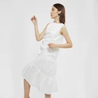 Latest designs 100% cotton irregular white party wear fashion sleeveless casual women ladies dress