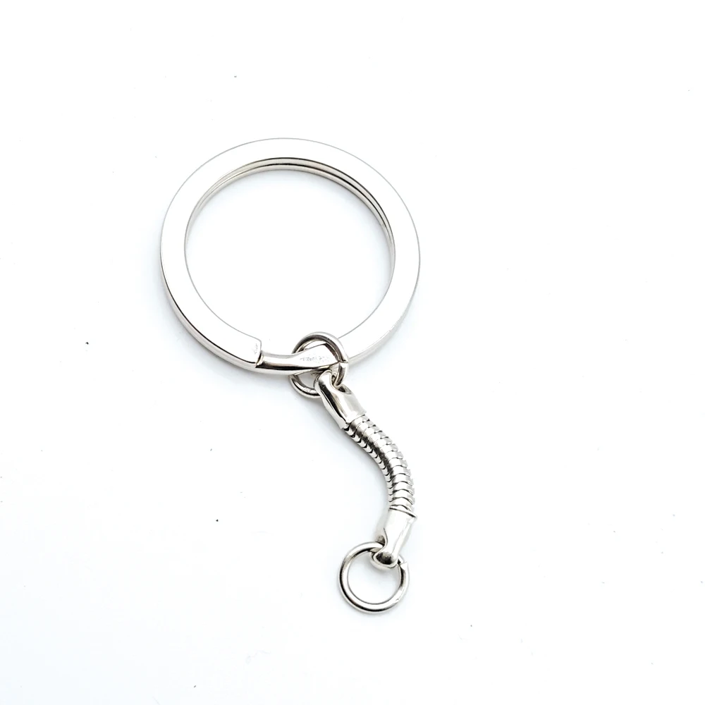 dgxs silver flat split keychain key ring with snake chain link