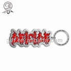Weird red logo metal keyrings for silver finish