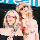 S8036 Women Newest Trendy Rimless Triangle Red Shades Small Cateye Sun Glasses Mirror Sunglasses 2019