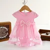 Baby girl party dress pink and white color skirt cute and lovely sweet baby girl summer wear with OEM design made in China