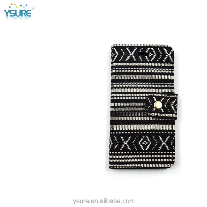 Chinese Style Fashion Dark Fabric Wallet Leather Phone Case For Alcatel One Touch POP C5 with PVC ID and credit card slots