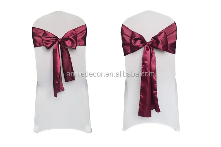 Wholesale High Quality Plain Satin Chair Cover Sash for Wedding Decoration