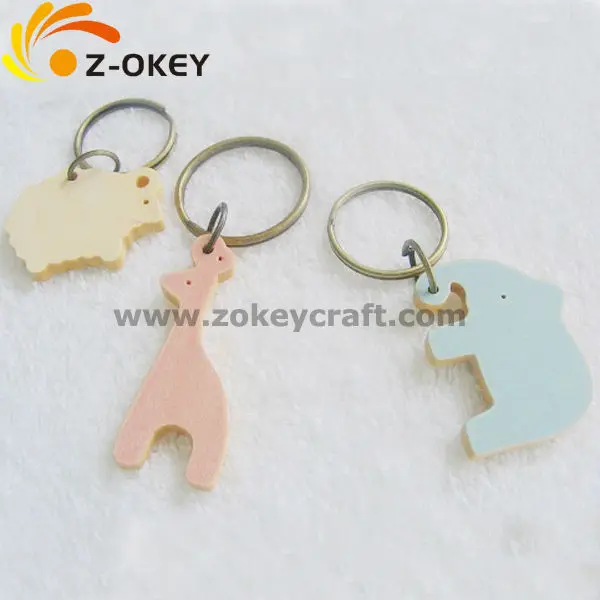 ZWP1313 Painted eco-friendly laser cut wood key chain