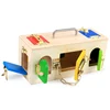Funny children's educational wooden lock box wooden montessori toys training kids fine motor for sale