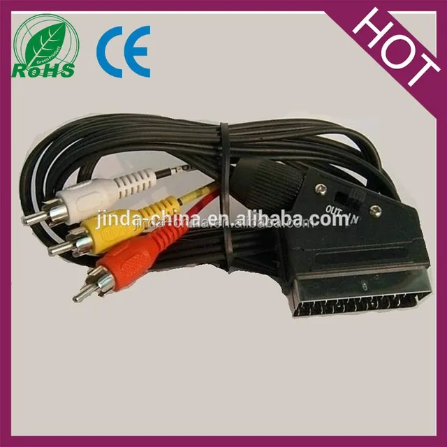 scart to 3rca cable scart cable with switch