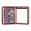Zippered Executive Pressboard Ring Binder Portfolio Leather Folder Bag with Built in Calculator and Handle